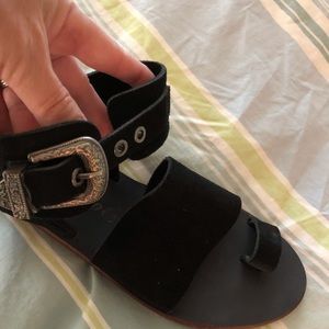 Free People suede sandal.  Western style buckle